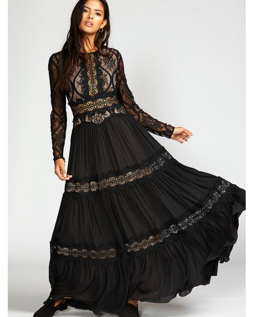 Free People Shadow Lace Maxi Dress in Black | Lyst