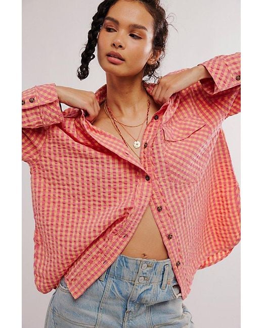 Free People Red High Tide Shirt