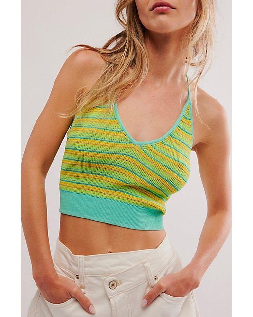 Free People Green Out And About Striped Halter Top