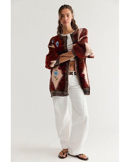 Free People Brown Flower Petal Cardigan