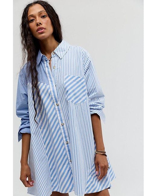 Free People Blue Oxford Club Mini Dress