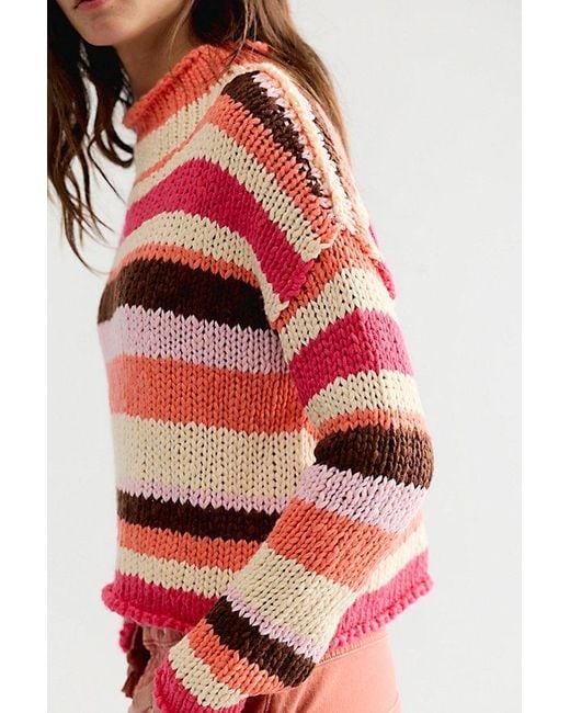 Free People Red Opal Rollneck Knit Stripe Jumper