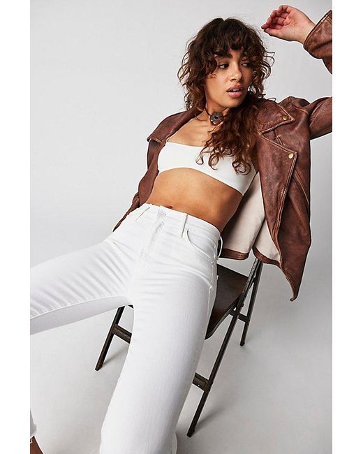 Mother White Insider Crop Step Fray Jeans At Free People In Fairest Of Them All, Size: 26