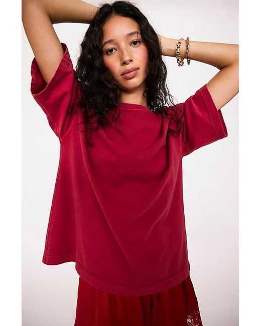 Free People Red Perfect Oversized Tee