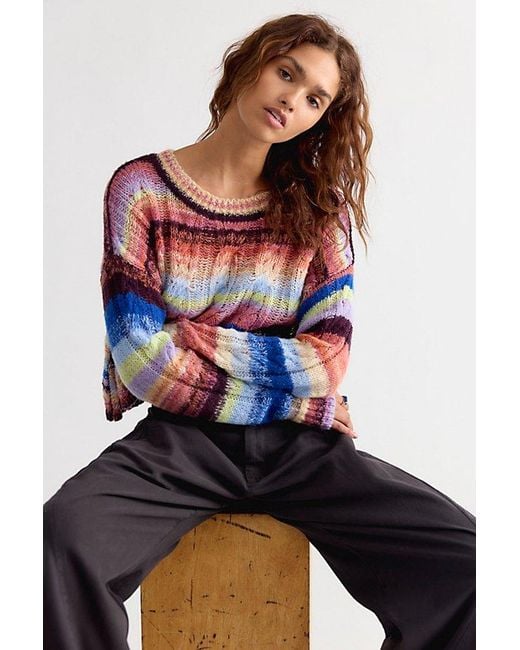 Free People Multicolor Winona Airspun Cable Knit Pullover