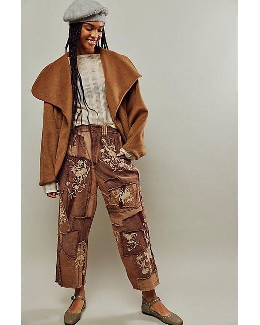 Free People Brown We The Free Mystic Haze Embroidered Pants