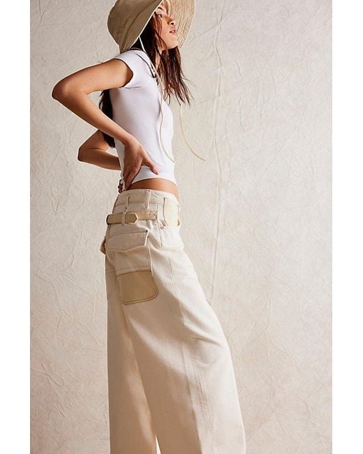 Free People Natural We The Free Waterfalls Baggy Wide-Leg Jeans