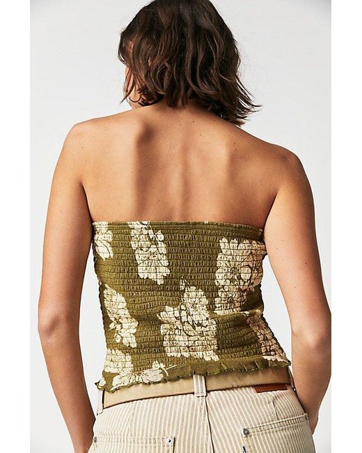 Free People Black Poppy Tube Top At In Army Green Combo, Size: Medium