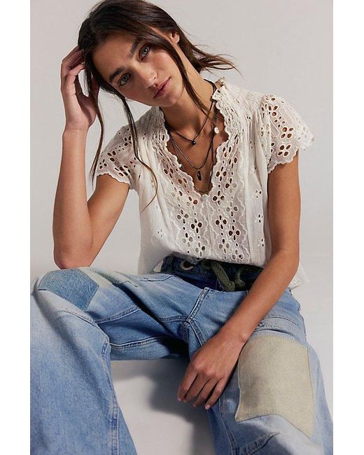 Free People Gray Fp One Sigrid Blouse