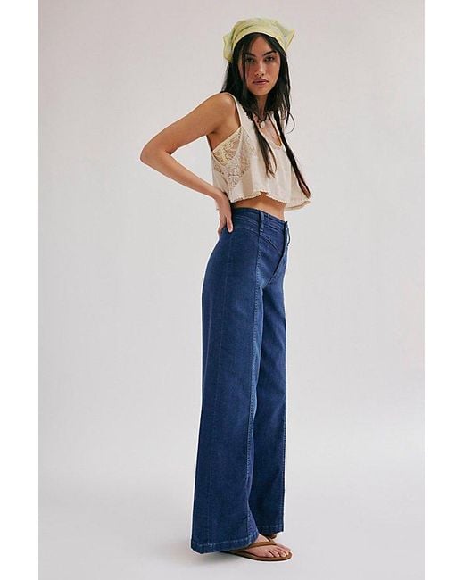 Free People Blue Libre Wide-leg Jeans