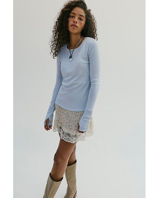 Free People White Tinsley Long Sleeve Top