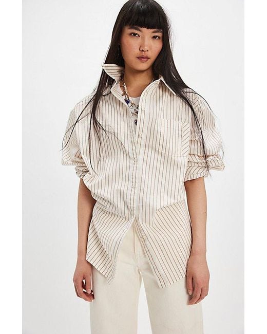 Free People Natural Sabine Striped Articulated Shirt