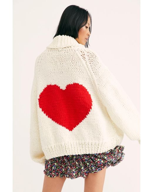 Free People White Heart Cardi By Gogo