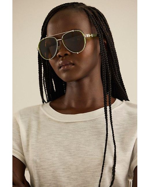 Free People Green Wesley Oversized Aviator Sunglasses