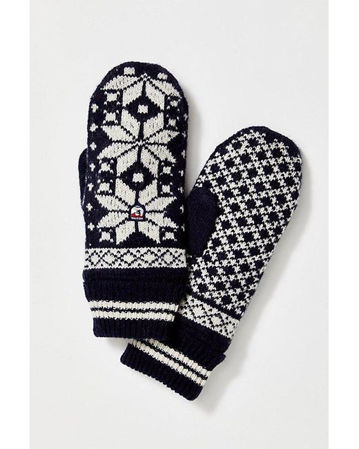 Hestra White Isvik Mittens At Free People In Navy, Size: Small