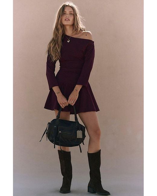 Free People Purple Junie Drop-Waist Mini Dress
