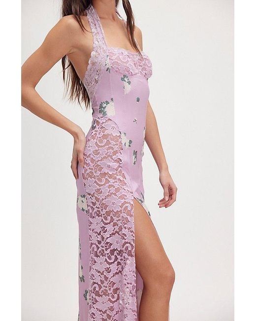 Free People Purple Love You Most Printed Maxi Slip