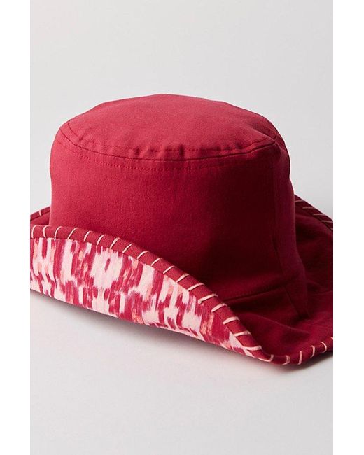 Free People Red Flip Side Bucket Hat