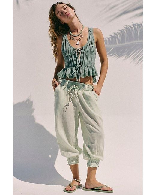 free-est Multicolor Taye Smocked Cotton Capris By
