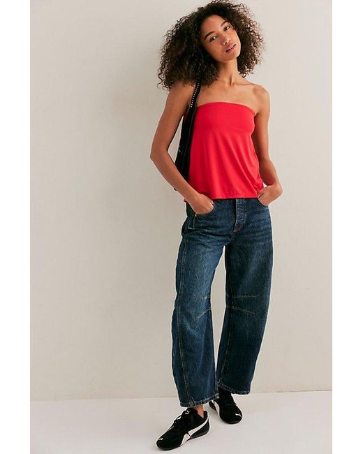 Intimately By Free People Red Running Late Tube Top By