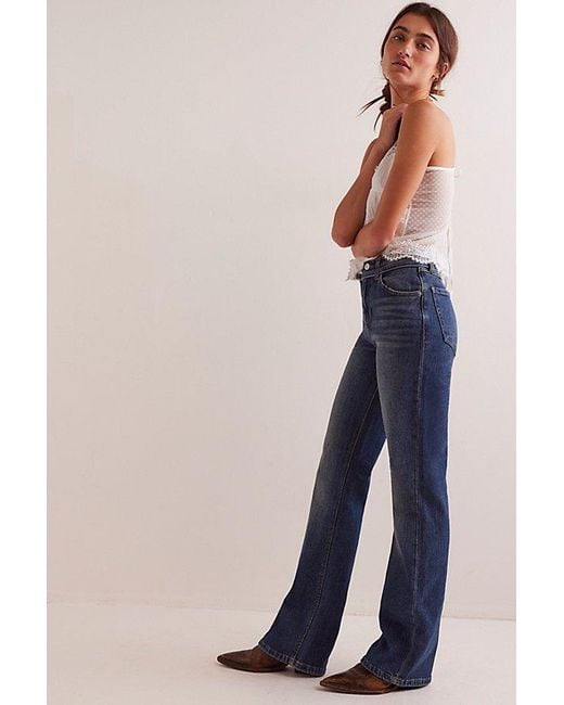 Free People Blue Sabine Slim A-line Jeans