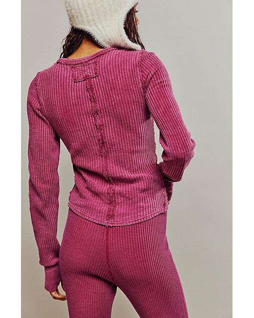 Free People Pink Roll With It Thermal At Free People In Rhododendron, Size: Xs