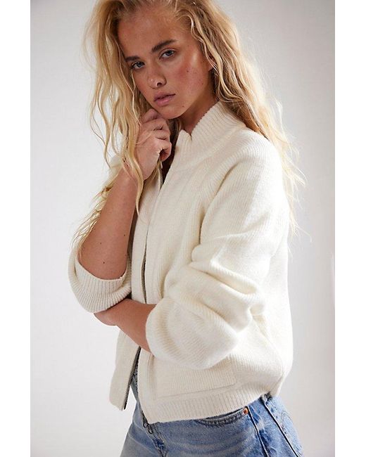 Free People Natural On It Zip-Up Cardigan