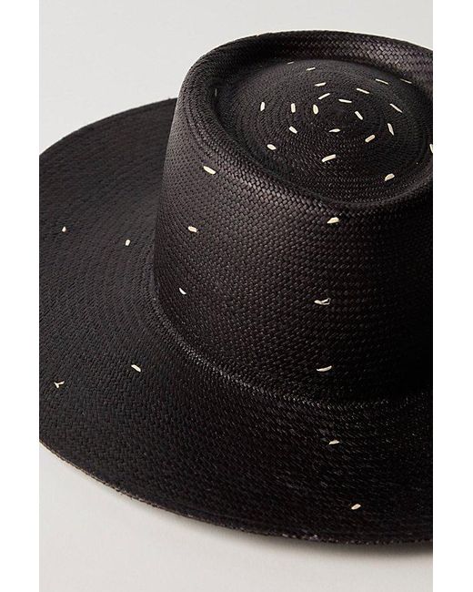 Free People Black Eleganica Tropical Noche Panama Wide Brim Hat
