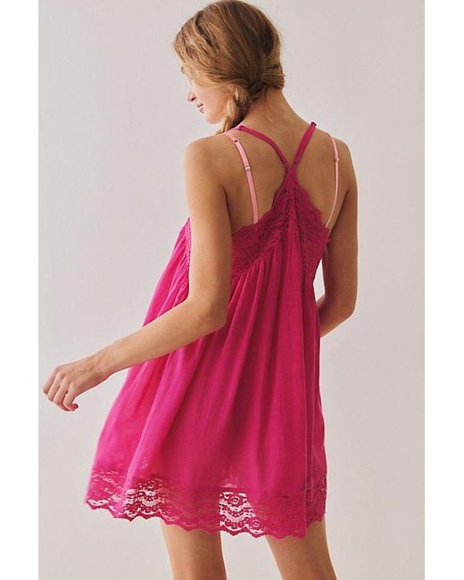 Intimately By Free People Pink Fiona Mini Slip Dress By