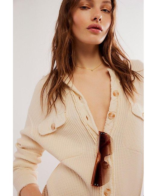Free People Brown Amber Rimless Sunglasses At In Latte