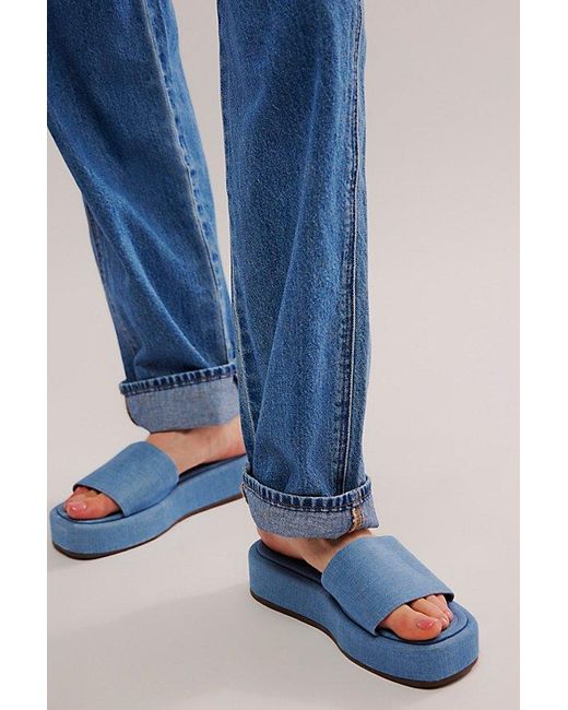 SCHUTZ SHOES Blue Sun Drenched Slide Sandals