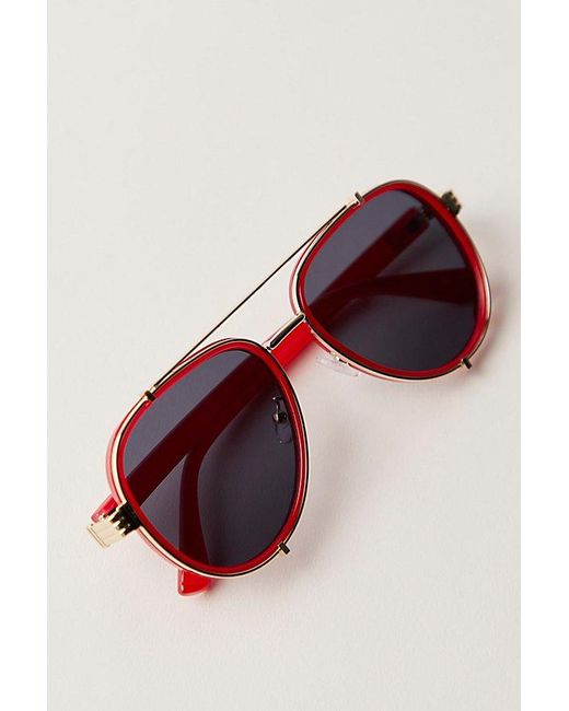 Free People Natural Wesley Oversized Aviator Sunglasses