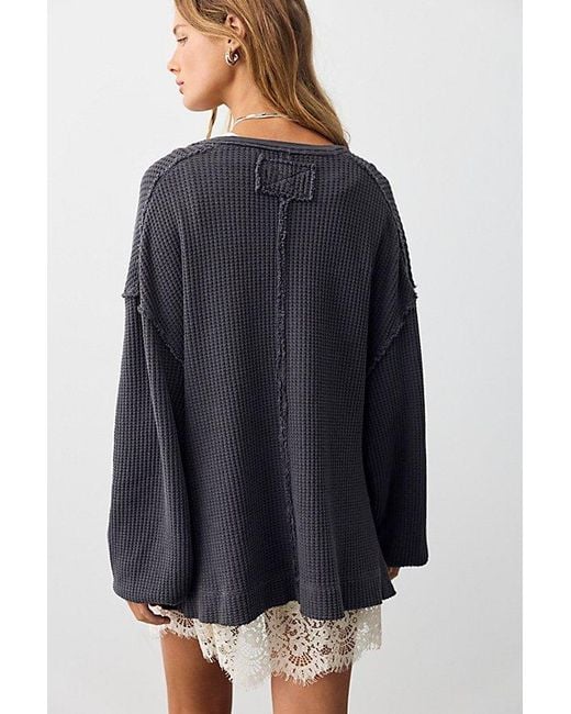 Free People Black We The Free Montreal Oversized Thermal Henley