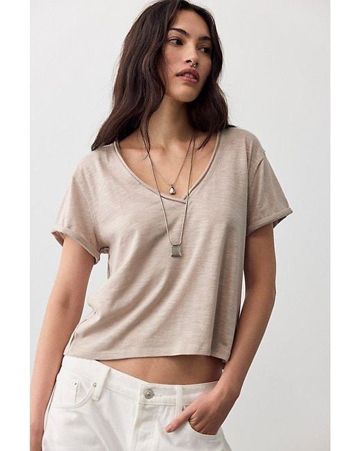 Free People Brown Take 2 Tee