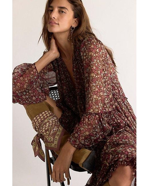 Free People Brown Weeping Willows Maxi Dress