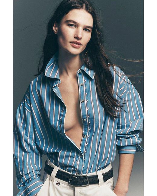 Striped Varsity Vibes Shirt | Blue Combo Striped Varsity Vibes Shirt | Blue Combo