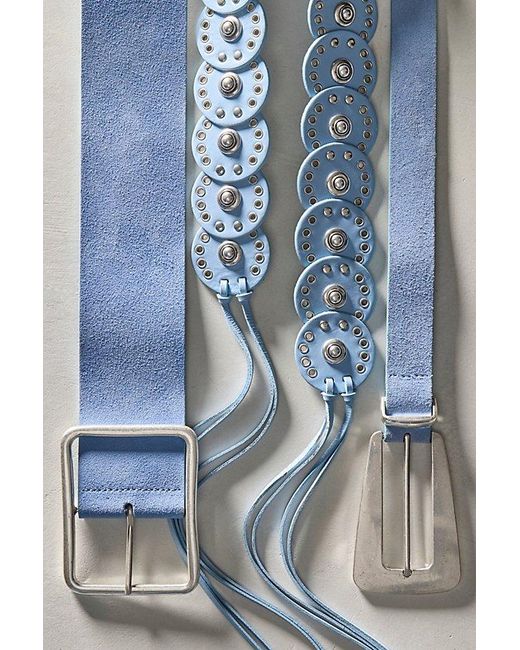 Free People Blue Suede Hex Hip Belt