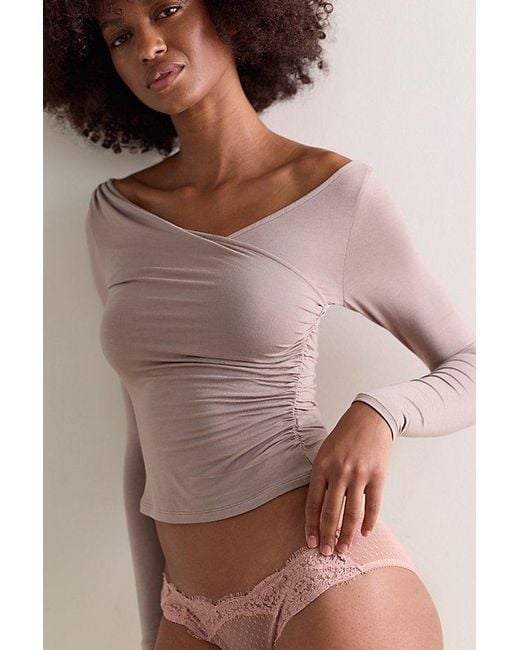 Intimately By Free People Brown That's A Wrap Layering Long Sleeve Top By