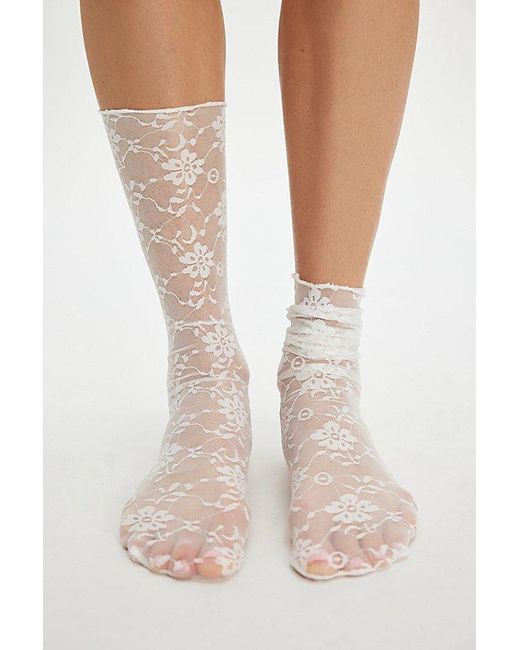 High Heel Jungle White Ava Lace Socks By