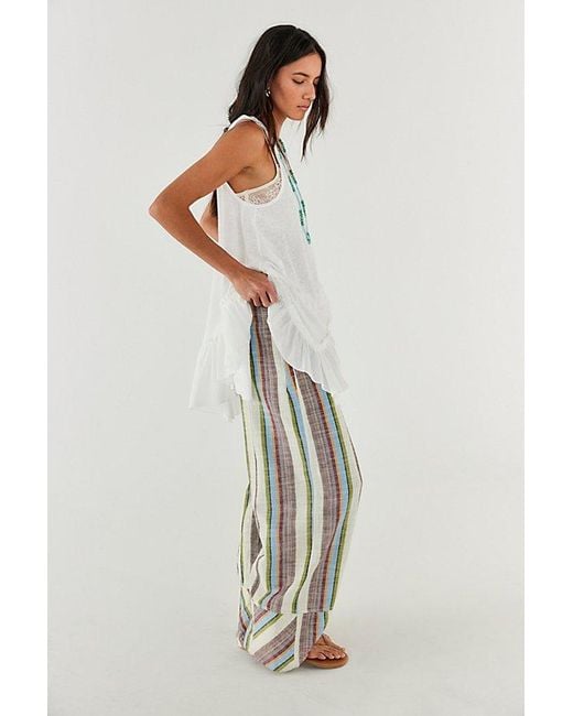 Free People Multicolor Day's End Linen Striped Pull-On Pants