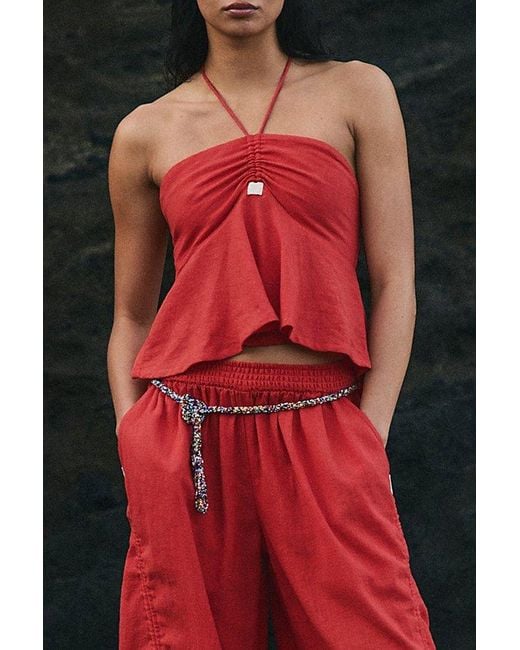 Free People Red Kaleidescope Whirl Wrap Belt