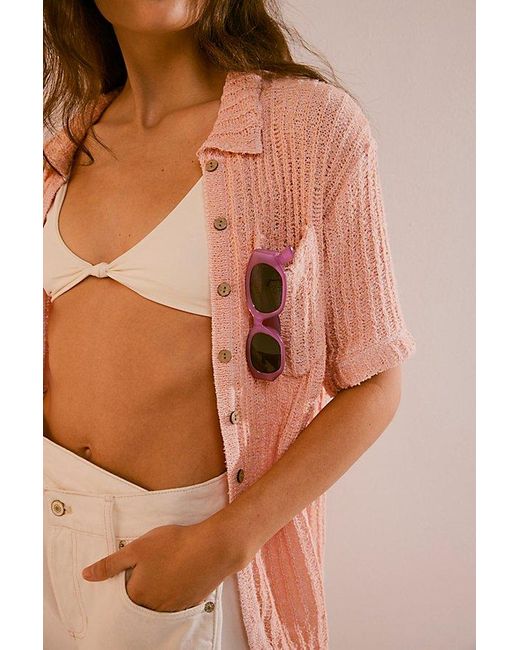 Free People Pink Wild Side Square Sunnies