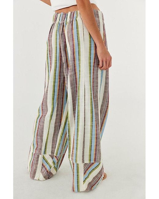 Free People Multicolor Day's End Linen Striped Pull-On Pants