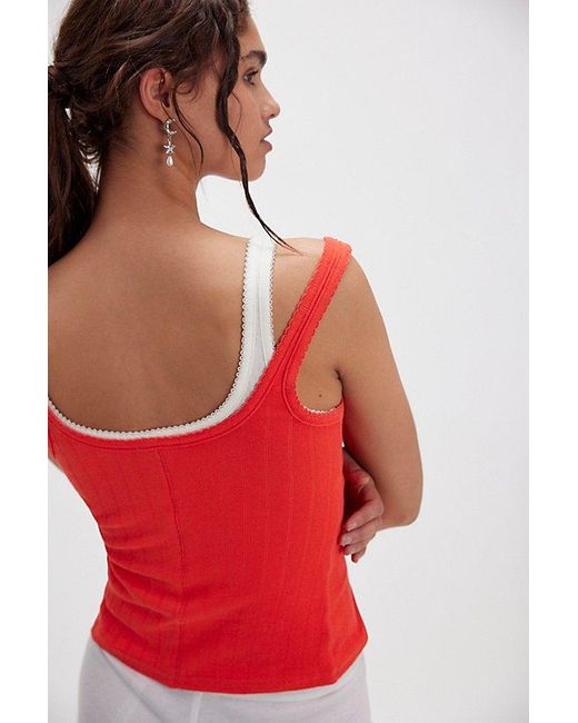 Free People Red End Game Pointelle Tank