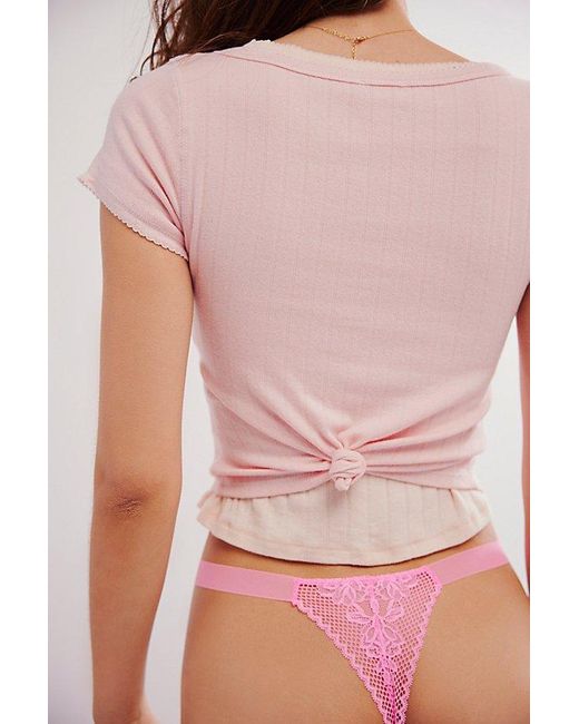 Intimately By Free People Pink Care Fp Reya Lace Thong