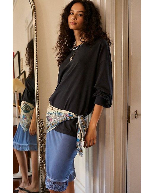 Free People Blue Perfect Oversized Long Sleeve Top