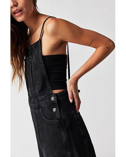 Free People Black Canyonland Overalls At Free People In Noir, Size: Xs