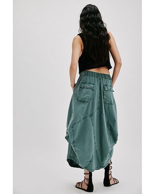 Free People Green Willow Poplin Maxi Skirt