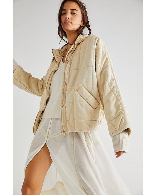 Free People Natural Dolman Quilted Knit Jacket