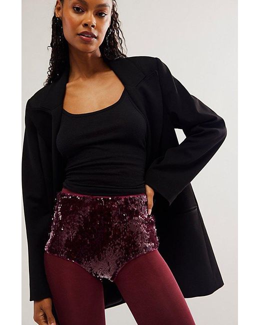 Free People Red Stay Cute Sequin Micro Shorts